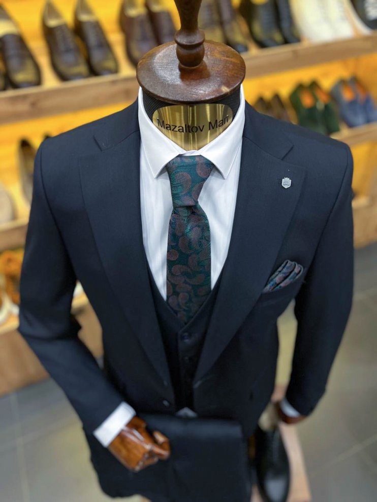 Костюм MAZALTOVMAN 3-ка премиум Синий в полоску