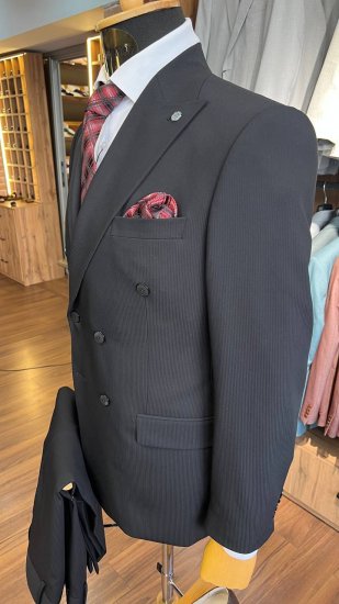 Костюм MAZALTOVMAN 2-ка Двубортный премиум Черный в полоску